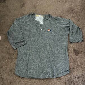 Aviator Nation Gray Henley Shirt with Logo
